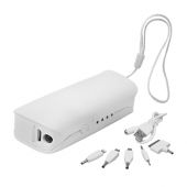 Ver Power Bank Small Ovalada De Plastico De 3200 Mah Con Lampara Led Y Cable Usb Con 5 Adaptadores Medidas 8 X 3 X 2.3 Cm. Power Bank Small Ovalada De Plastico De 3200 Mah Con Lampara Led Y Cable Usb Con 5 Adaptadores Medidas 8 X 3 X 2.3 Cm.