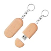 Usb Llavero Ovalo Madera 4Gb Medidas 6 X 3.3 X 1 Cm.
